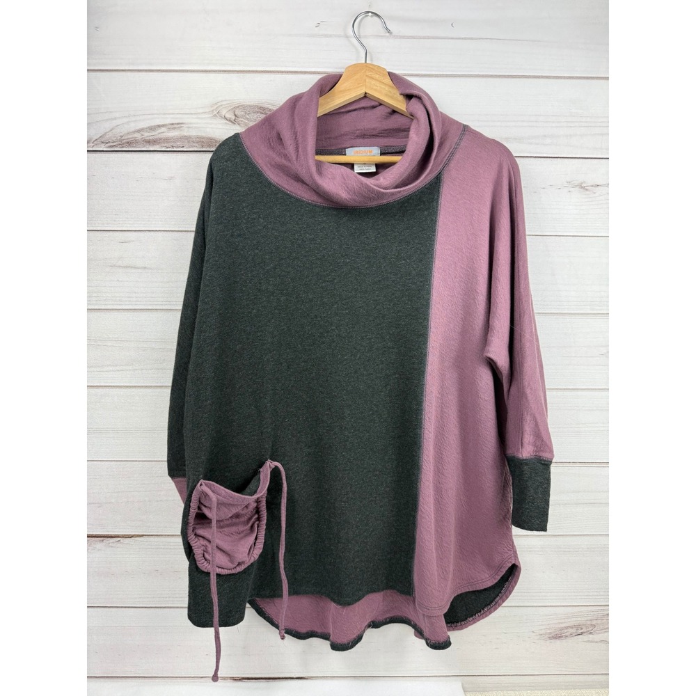 IRIDIUM Cowl Neck Color Block Pullover Womens S Lagenlook‎